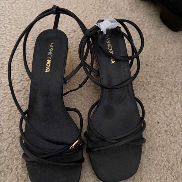 Fashion Nova Elegant Black Lace-Up Sandals - Picture 1 of 2